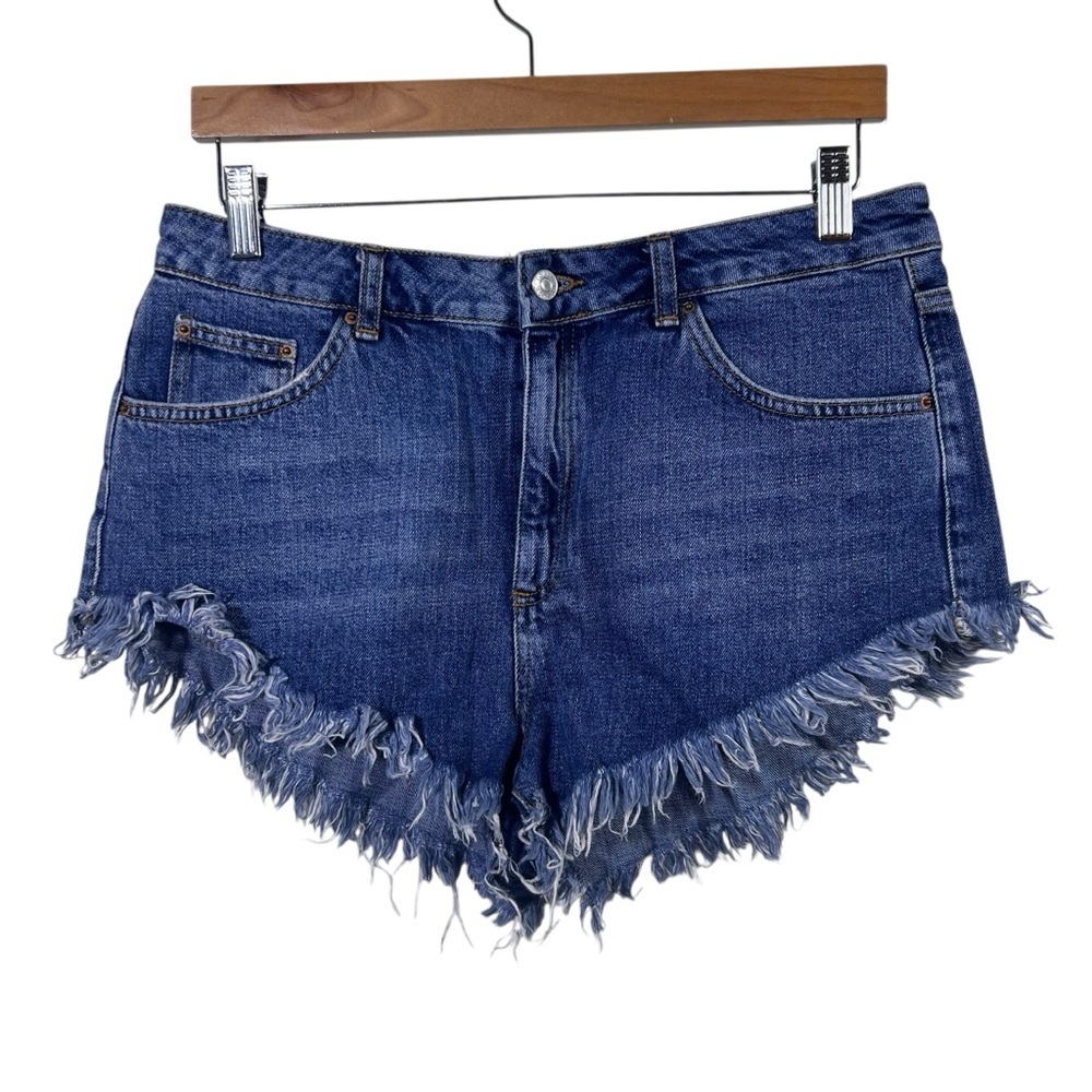 Top Shop Moto Kiri Denim Shorts Size 14 - Picture 2 of 5